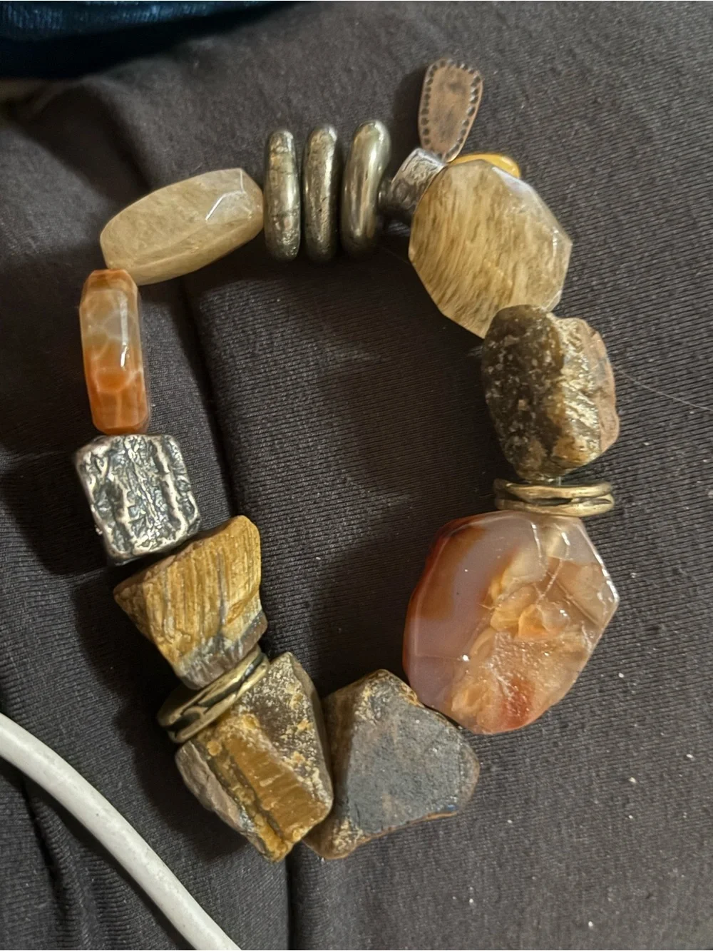 Silpada Brown & Gold Natural Stone and Metal Bead Bracelet